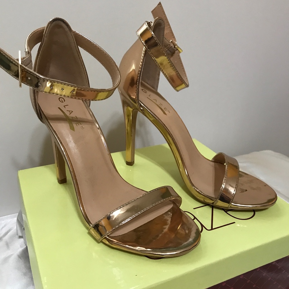Rose gold 2 strap heels